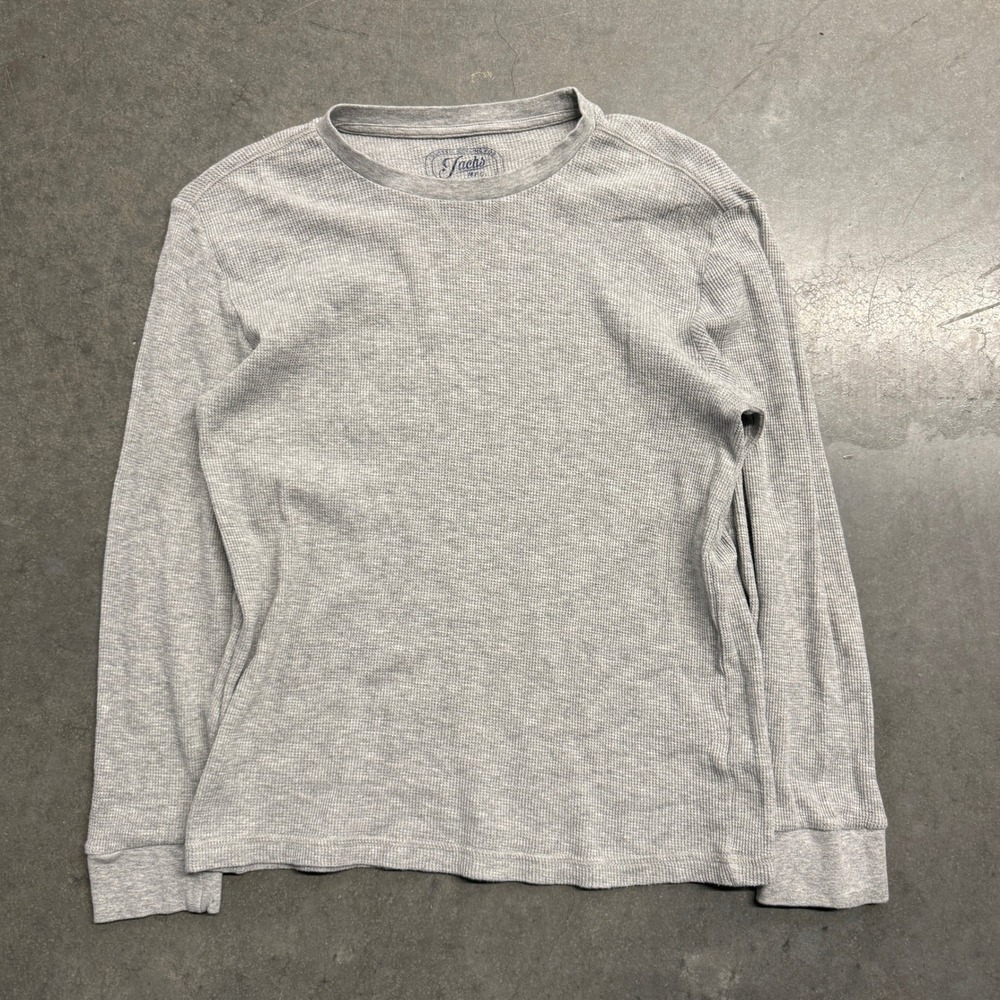 Jachs NY Mens Gray Waffle Knit Thermal Long Sleeve Crewneck Shirt Size M
